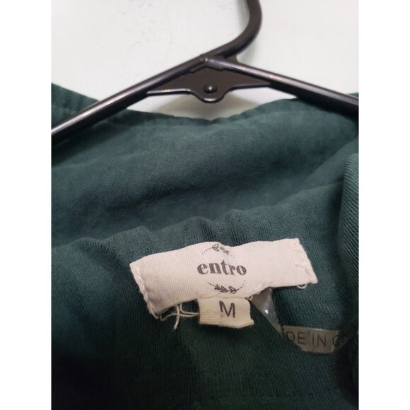 Entro Women M Vest Snap Dark Green Pockets Utility Hooded Cargo Drawstring Waist - Picture 5 of 6